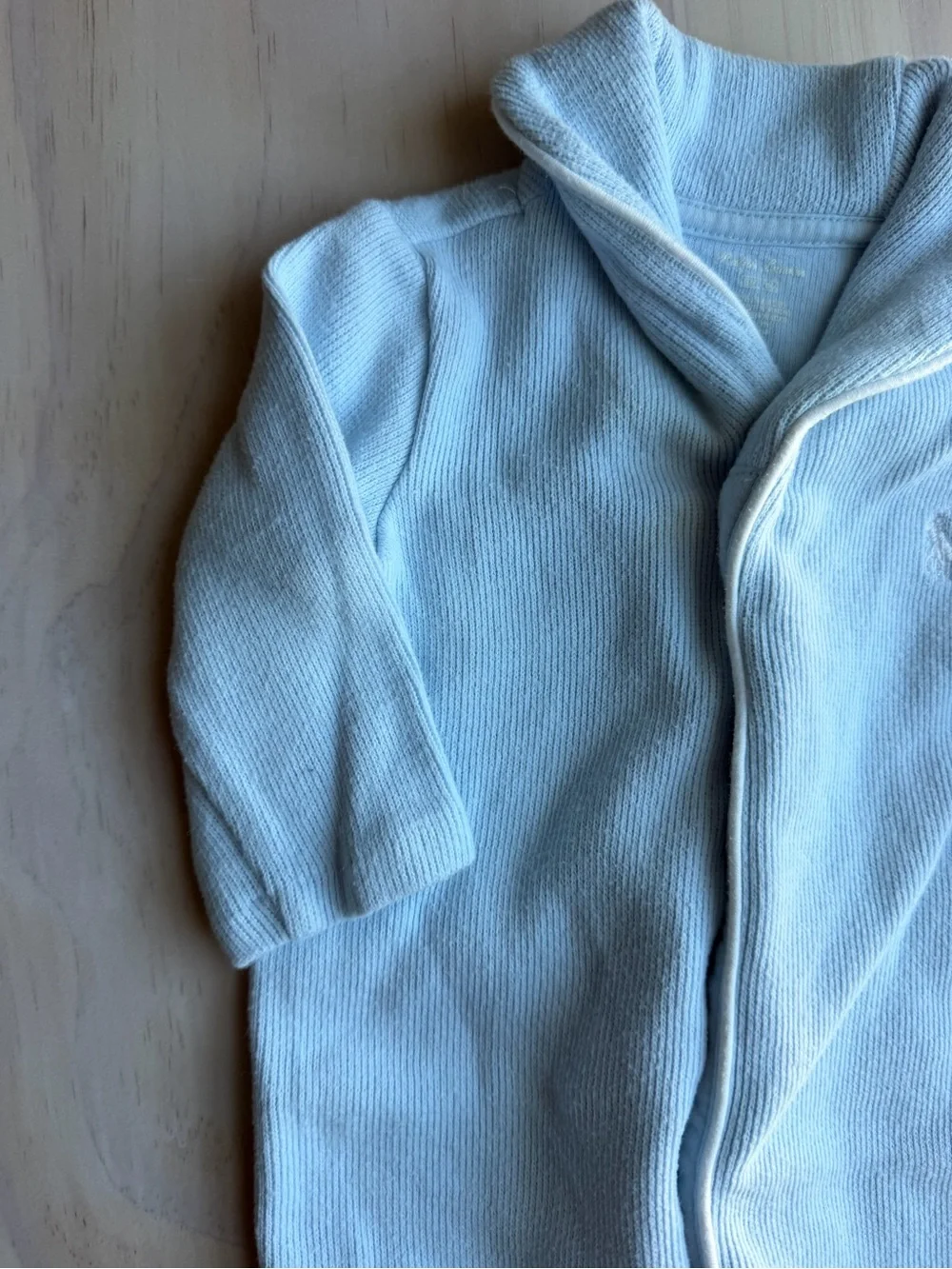 Ralph Lauren Baby Blue Shawl Collar One-Piece Romper